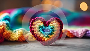 Crochet rainbow heart for lgbt people