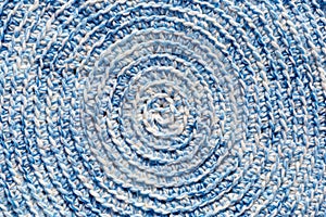 Crochet texture of handmade, a close-up of a blue knitting pattern
