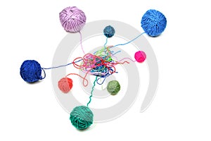 Crochet thread various colors isolated