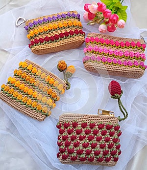 Crochet tulip coin purse photo
