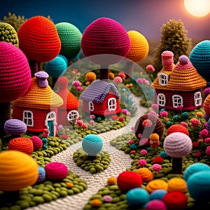 Crochet Village Road and Houses