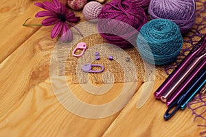 Crochet yarn copy space