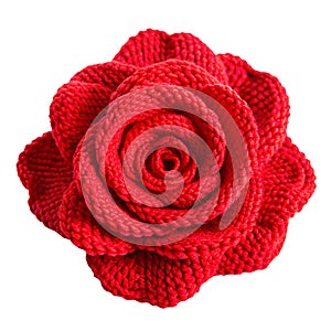 crocheted red rose