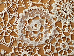 Crocheted snow flakes