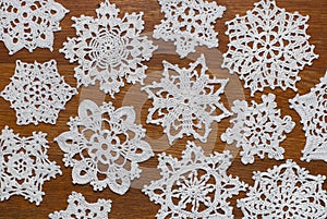 Crocheted snowflakes