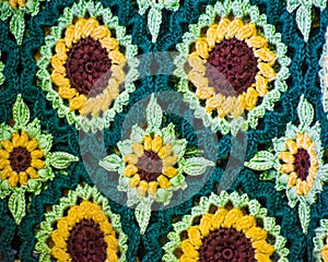Crocheted Sunflower Afghan Blanket, Yarn