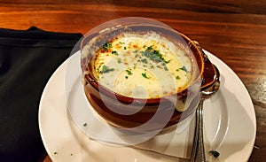 Crock of French Onion Soup photo