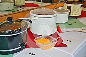 Crock pots for chili cook-off photo