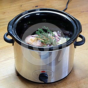 Crockpot or slow cooker meal preparation