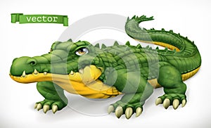 Crocodile, alligator. Funny character. Animal 3d vector icon photo