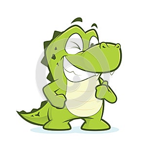 Crocodile or alligator giving thumbs up and winking