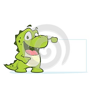 Crocodile or alligator holding blank sign