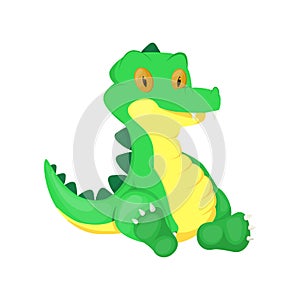 Crocodile animal cartoon alligator character green zoo wildlife reptile predator illustration.