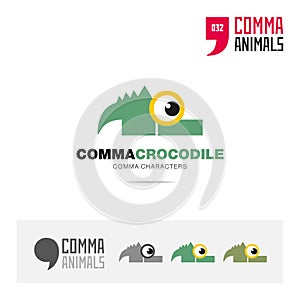 Crocodile animal concept icon set and modern brand identity logo template and app symbol based on comma sign