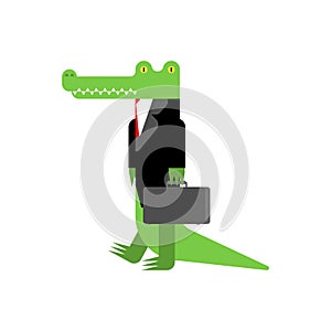 Crocodile businessman. Ð¡roc in suit. Boss alligator