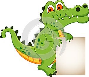 Crocodile cartoon with blank sign