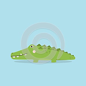 Crocodile cartoon character. Cute little Crocodile/Alligator monster vector illustration for kids, children`s book, fairy tales,