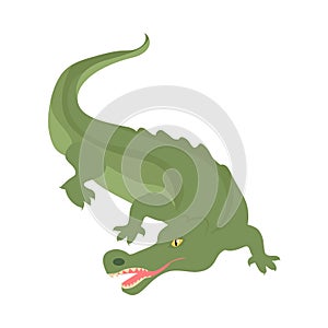 Crocodile Cartoon Icon in Flat Style Design