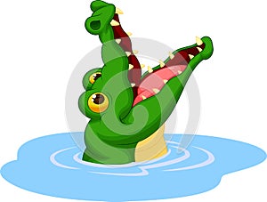 Crocodile cartoon open its mouth photo