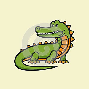 Crocodile character logo mascot cartoon badge vector illustration