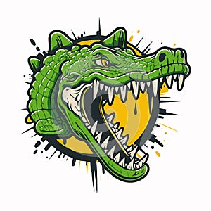 Crocodile character logo mascot cartoon badge vector illustration
