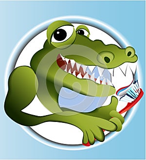 Crocodile cleaning teeth