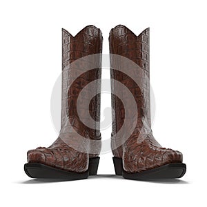 Crocodile Cowboy Boots 3D Illustration On White Background Isolated