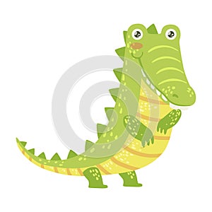 Crocodile Cute Toy Animal With Detailed Elements Part Of Fauna Collection Of Childish Vector Stickers