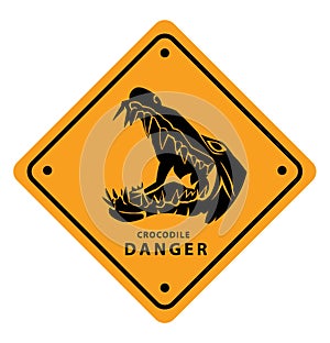 Crocodile Danger Yellow Sign Board Illustration