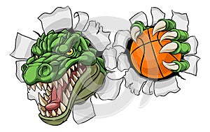 Crocodile Dinosaur Alligator Basketball Mascot