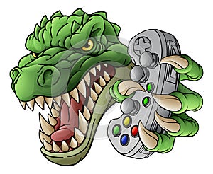 Crocodile Dinosaur Alligator Gamer Gaming Mascot