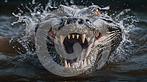 Crocodile emerging from the water