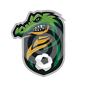 Crocodile head mascot logo for the Football team logo. vector illustration.