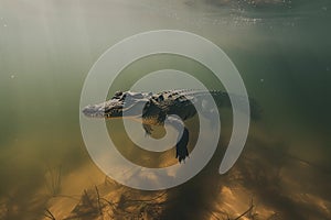 crocodile hiding under water .Generative Ai