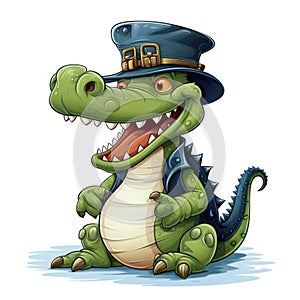 Crocodile illustration Pirated Animal cartoon vector