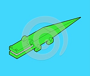 Crocodile Isometric isolated. alligator reptile kids toy. vector illustration