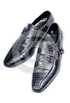 Crocodile leather black formal shoes