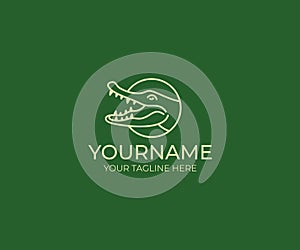 Crocodile line logo template. Alligator vector design