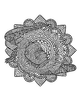 Crocodile Mandala Coloring Pages for Adults