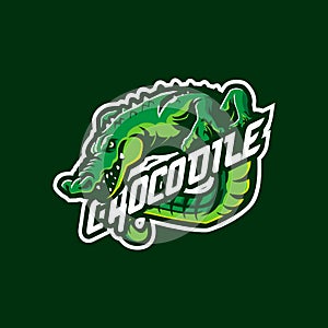 Crocodile mascot logo design vector with modern illustration concept style for badge, emblem and t shirt printing. Angry crocodile