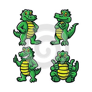 Crocodile mascot logo design vector with modern illustration concept style for badge, emblem and t shirt printing. Smart crocodile