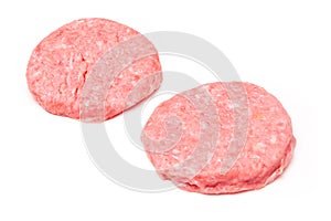 Crocodile meat burgers isolated on a white studio backgr