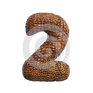 crocodile number 2 - 3d reptile digit - Suitable for wildlife, ecology or conservation related subjects
