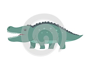 Crocodile with open mouth on white background