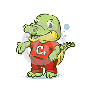 The crocodile with the red shirt with the alphabet C