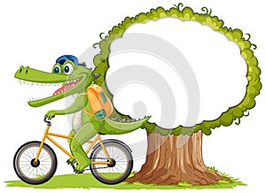 Crocodile rides a bike