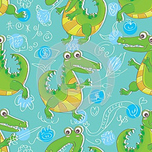 Crocodile Seamless Pattern_eps