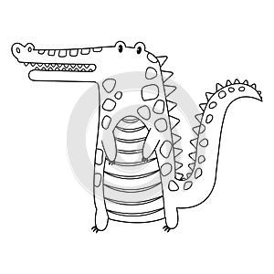 Crocodile Vector Cartoon Colorless