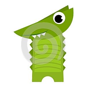 Crocodile vector cartoon crocodilian character of green alligator playing in kids playroom illustration animalistic