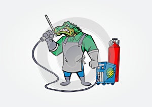 Crocodile weld illustration vector mascot logo design